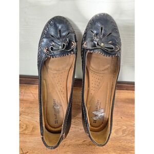 Naturalizer Ophelia Black Leather Moc Toe Bow Flats Shoes Womens 9.5